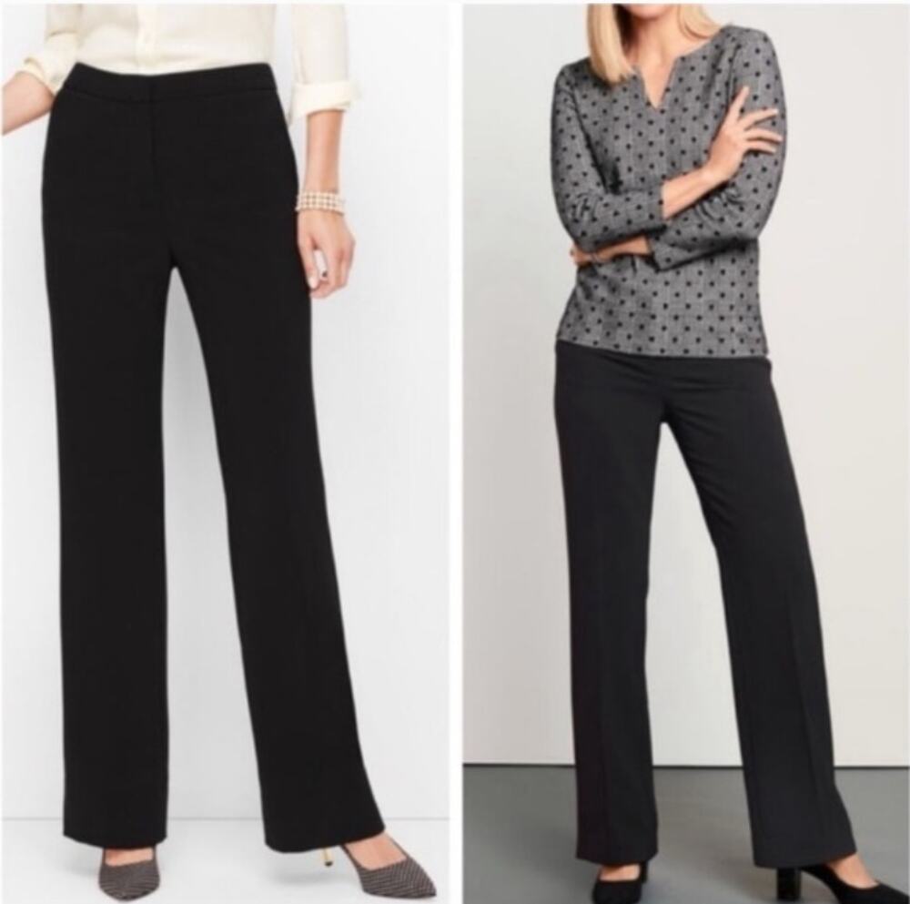 TALBOTS Black Wool Stretch Straight Leg Dress Pants Trousers 8